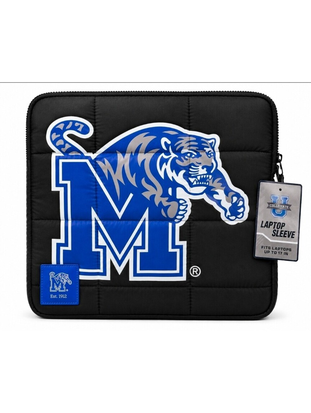 Memphis Tigers Laptop Sleeve 17” NCAA Puffer Quilted Case Black Blue NWT